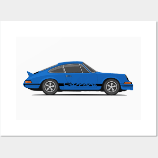 supercar 911 carrera rs turbo 1972 side blue Posters and Art